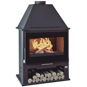 FM CALEFACCION Fm Biomasa - Poêle à bois ventilé - firematic Boston Luxe 12.6 kW Foyer Fonte pas cher