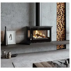 FM CALEFACCION FM Poêle à bois panoramique suspendu M-183 FK 13kW foyer fonte pas cher