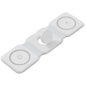 Chargeur sans fil pliable Ksix 3en1 Charge rapide 15W Blanc pas cher