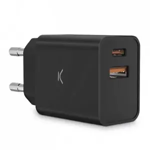 Chargeur secteur double KSIX 30 W USB-A + USB-C noir pas cher