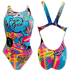 Comparateur de prix : Maillot de bain Turbo Crazy Comic bretelles larges bleu femme - XL