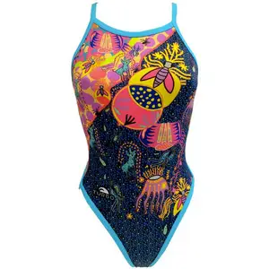 Maillot de bain de natation Turbo Huichol bleu jaune rose femme - M pas cher
