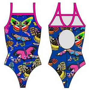 Turbo Style Butterfly Patron Relax Swimsuit Bleu 4XL Femme pas cher
