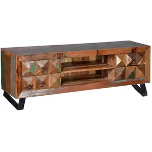 GINER Y COLOMER Meuble tv 4 Tiroirs Bois, Fer Marron 155x40x55cm - Bois-Fer pas cher