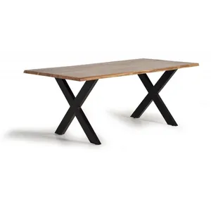 Comparateur de prix : GINER Y COLOMER Table à manger en bois d'acacia naturel et pieds en métal noir