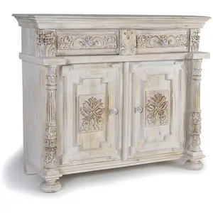 Comparateur de prix : GINER Y COLOMER Buffet 2 Tiroirs Bois Blanc 120x45x100cm