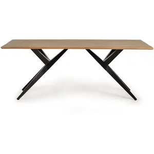 Comparateur de prix : GINER Y COLOMER Table à manger en bois d'acacia naturel et details en métal
