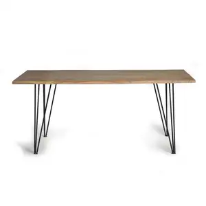 GINER Y COLOMER Table à manger en bois d'acacia nature 6 places pas cher
