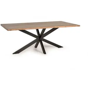 Comparateur de prix : GINER Y COLOMER Table à manger en bois d'acacia naturel et pieds en métal noir