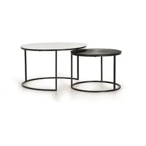GINER Y COLOMER Lot de 2 tables basses avec structure et plateaux en métal