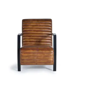 Comparateur de prix : GINER Y COLOMER Fauteuil en cuir marron et métal