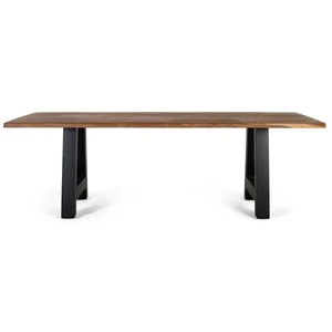 GINER Y COLOMER Table à manger plateau bois d'acacia et base métal 200cm pas cher
