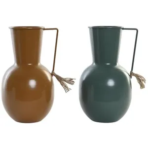Vase Dkd Home Decor 14.5 x 13 x 24 cm Métal Orange Vert Moutarde (2 Unités)Vendu paramazon