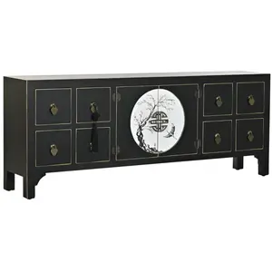 Fijalo Dkd Home Decor - Meuble Tv Sapin Mdf 130X26X51 Oriental Noir pas cher