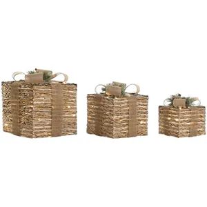 Christmas bauble DKD Home Decor Natural 25 x 25 x 25 cm (3 Pieces) pas cher
