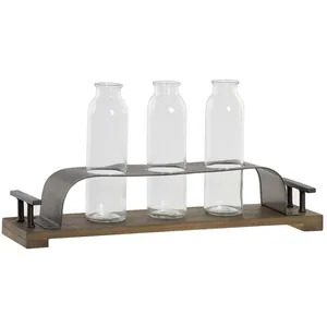 DKD Home Decor Vase marron noir métal verre 45 x 11 x 22 cm (3 pièces)Vendu parrue-du-commerce