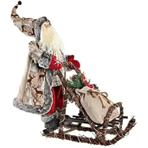 Comparateur de prix : Décorations de Noël Dkd Home Decor Rouge Gris Bois Père Noël 42 x 22 x 48 cm
