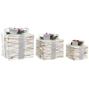 Dkd Home Decor - Set of led white silver 25 x 25 x 28 cm (3 pièces)Vendu paramazon