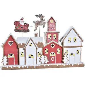 Christmas bauble DKD Home Decor House White Red Resin 41 x 7,5 x 27 cmVendu paramazon