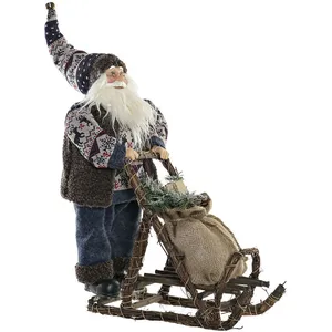 Comparateur de prix : Décorations de Noël Dkd Home Decor Bleu Marron Bois Père Noël 42 x 25 x 48 cm