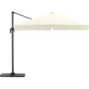 Defora Home Pack parasol déporté carré 3m écru avec socles et housse pas cher