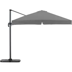Defora Home Pack parasol déporté carré 3m gris clair avec socles et housse pas cher