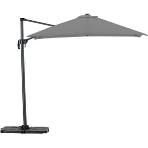 Defora Home Pack parasol déporté carré 2,5m gris clair avec socles et housse pas cher