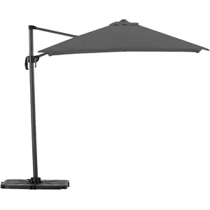 Defora Home Pack parasol déporté carré 2,5m anthracite avec socles et housse pas cher