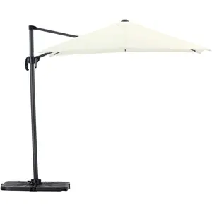 Defora Home Pack parasol déporté carré 2,5m écru avec socles et housse pas cher