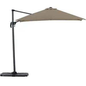 Defora Home Pack parasol déporté carré 2,5m taupe avec socles et housse pas cher