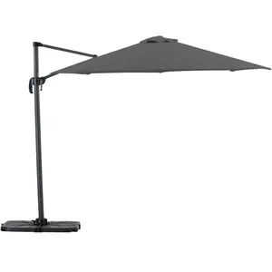 Defora Home Pack parasol déporté rond 3m anthracite avec socles et housse pas cher