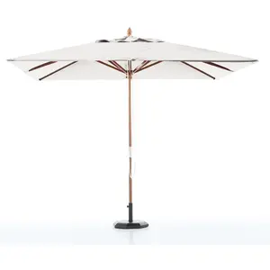 Defora Home Parasol en bois carré 3x3 ecru pas cher