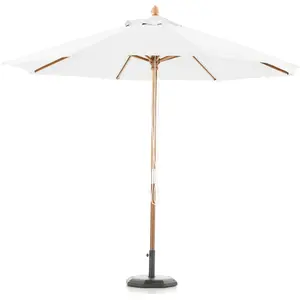 Defora Home Parasol en bois rond diamètre 3m ecru  - habana pas cher