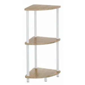 Wadiga - tagère d'angle 3 plateaux en bois et métal blanc - 30x30x80cm pas cher