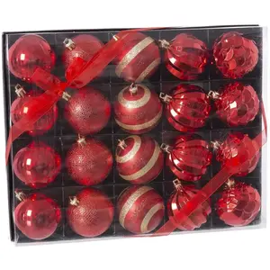Set de 20 boules de Noël rouges décorées 6cmVendu paramazon