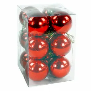 WADIGA Set de 12 boules de Noël rouges - 4cm