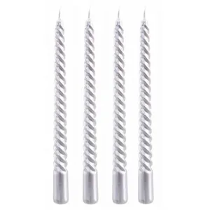 WADIGA Set de 4 bougies de Noël torsadées argentées - 20cm pas cher