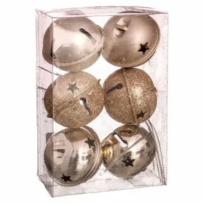 Wadiga Set de 6 cloches de Noël en métal doré 5cm