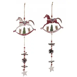 WADIGA Décoration de Noël en bois chevaux - Set de 2