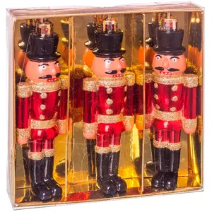 Wadiga Set de 3 décorations de Noël soldats rouges casse-noisette - 13cm