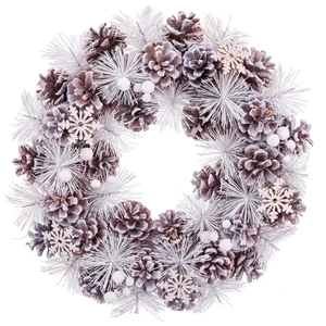 Wadiga Couronne de l'Avent enneigée pommes de pin décoration Noël - 35cm