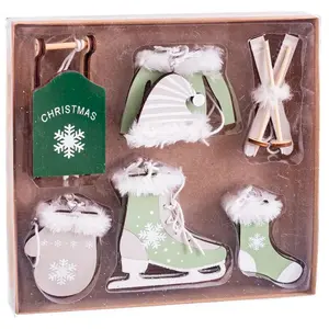 Santiago y Cia Wadiga - Set de 10 décorations de Noël en bois sport d'hiver Vert - 9.5cmVendu paramazon