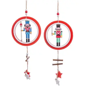 WADIGA Décoration de Noël en bois Soldats Casse-Noisette - Set de 2 pas cher