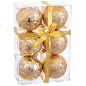 WADIGA Set de 6 boules de Noël dorées Cerf - 6cm