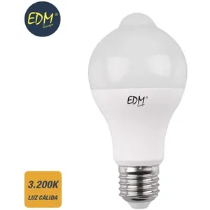 Comparateur de prix : EDM Ampoule led E27 12W Ronde A60 à Détection de Mouvement - Blanc Chaud 3200K