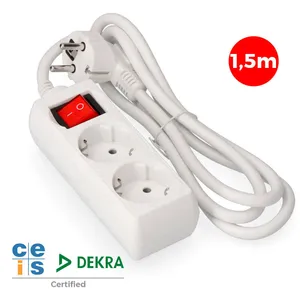 EDM - Multi-Prise 2 Bases Schuko + Interrupteur 1.5m 3x1,5mm pas cher