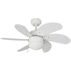 Comparateur de prix : EDM - Ventilateur de plafond modele aral blanc 50w ø helices 76 cm