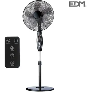 Ventilateur Sur Pied Noir Télécommande, 60w, ø40cm - Edm