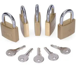 Comparateur de prix : Pack de 5 cadenas laiton, arche normal, 5 clés identiques - 40 x 23 mms EDM