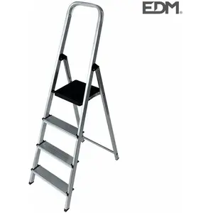 4-step folding ladder EDM Aluminium (43 x 10,5 x 149 cm) pas cher